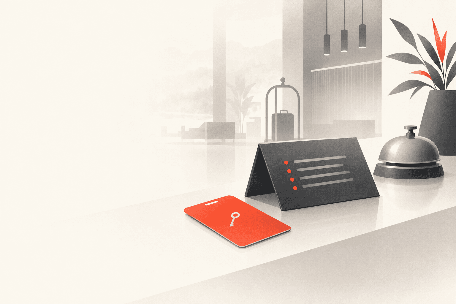 Key card and a reservation slate