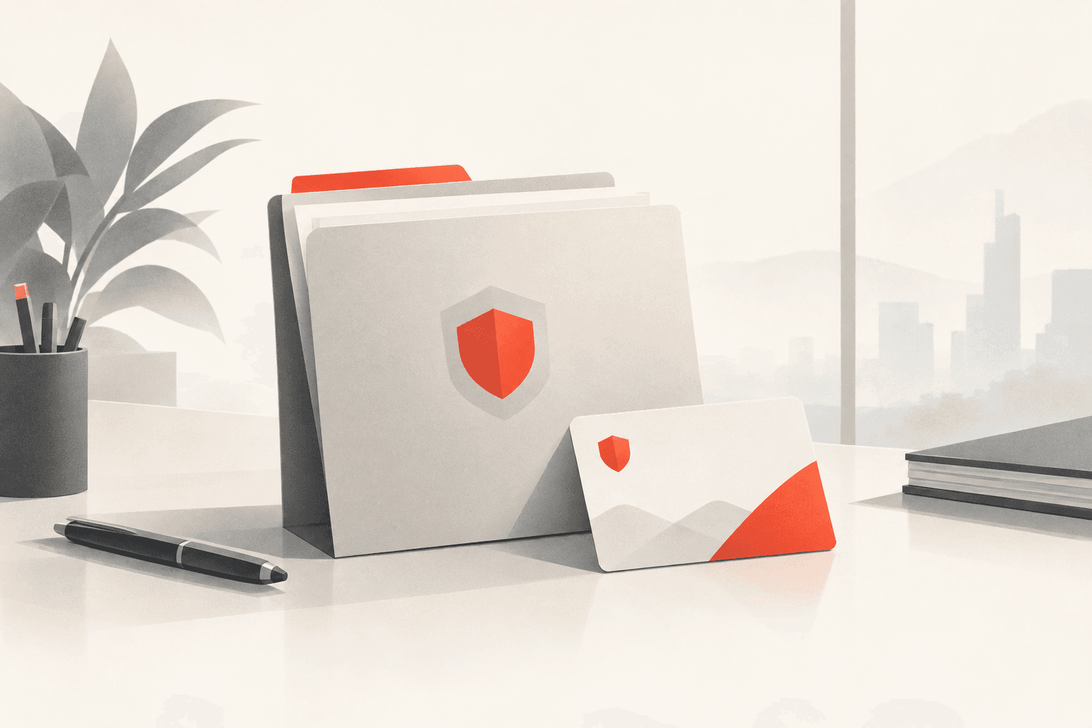 Claim folder and a policy card